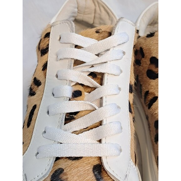 Myra Size 9.5/40 Leopard Hairon Calf Hair Leather Platform Sneaker Low Rise - Picture 9 of 16